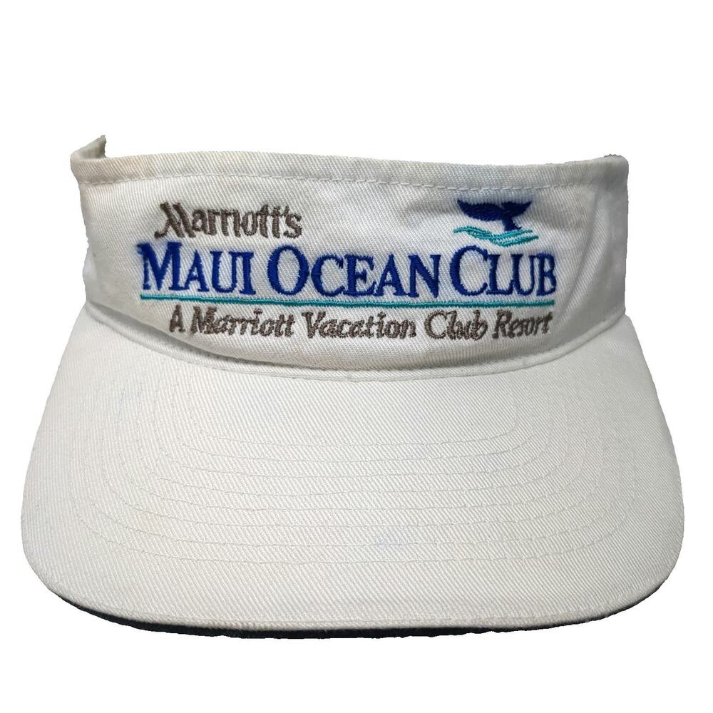 Toppers Marriott Maui Ocean Club White One Size Visor Hat Vacation Resort Whale